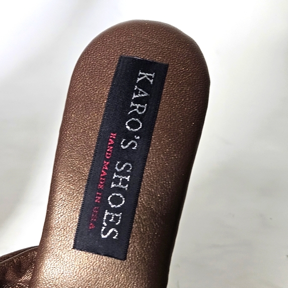 Karo's Shoes 5.5 inch platform mules.  Brown Leather. Size 5 - Picture 4 of 8